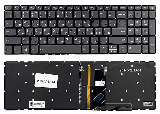Клавиатура для ноутбука Lenovo IdeaPad 320-15ABR, 320-15IAP, 320-15AST, 320-15IKB, 320-15ISK, 5000-15, 520-15ikb черная, без рамки, с подсветкой