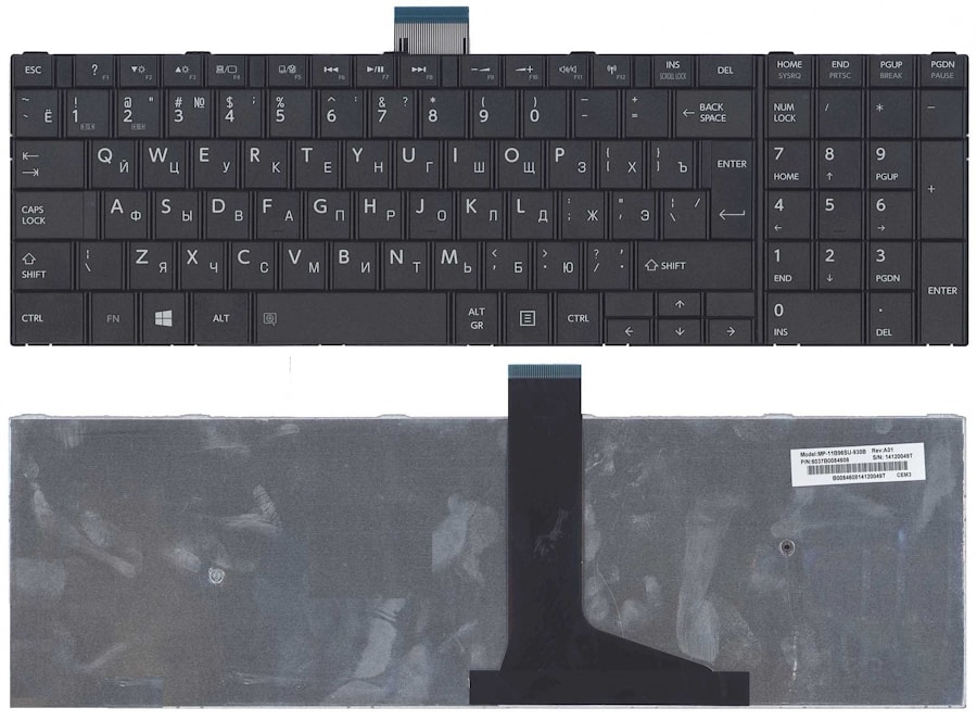 Клавиатура для ноутбука Toshiba Satellite C50, C50D, C50-A, C50D-A, C55, C55-A, C55DT, C55DT-A черная