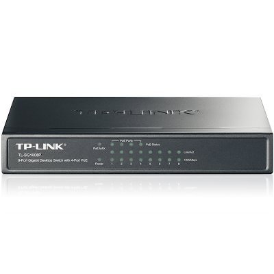 TP-Link TL-SG1008P 8-Port Gigabit Desktop Switch with 4-Port PoE+, 64W PoE Power supply, Supports PoE power up to 30 W for each PoE port, 802.1p/DSCP