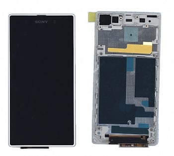 Sony Xperia Z1 (C6903 / L39h) - дисплей в сборе с тачскрином с рамкой, белый — артикул LCD-SO-01