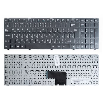 Клавиатура для ноутбука DNS Pegatron C15, C17 Series. Г-образный Enter. Черная, с черной рамкой. PN: MP-13A83SU-5283, 0KN0-CN4RU12. — артикул KB-101110
