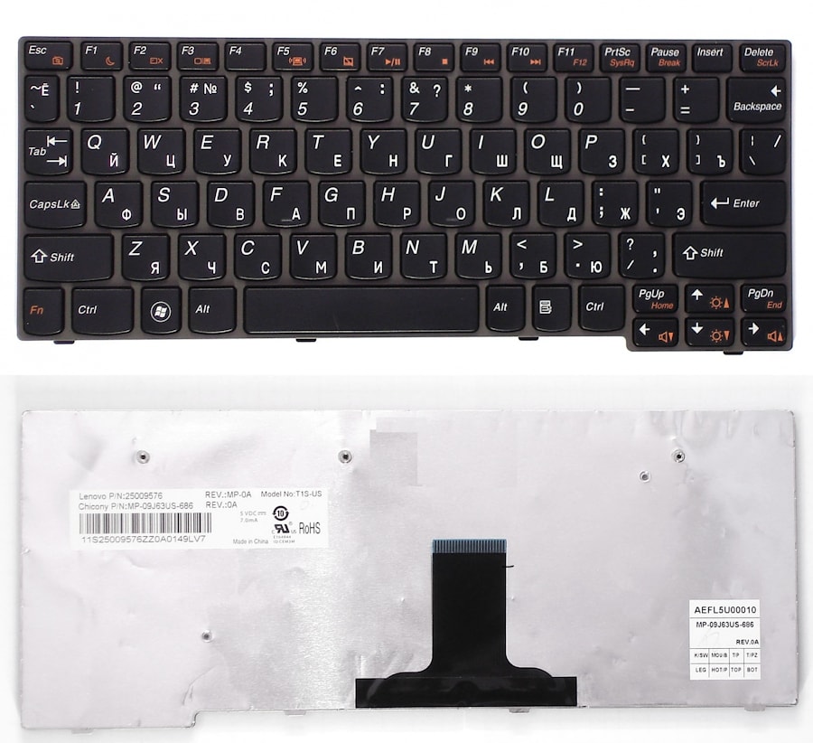 Клавиатура для ноутбука Lenovo IdeaPad S10-3, S10-3S, S100, S100C черная, ver.1