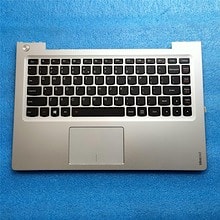 Клавиатура для ноутбука Lenovo IdeaPad S410, U430 черная, верхняя панель в сборе (серебряная)