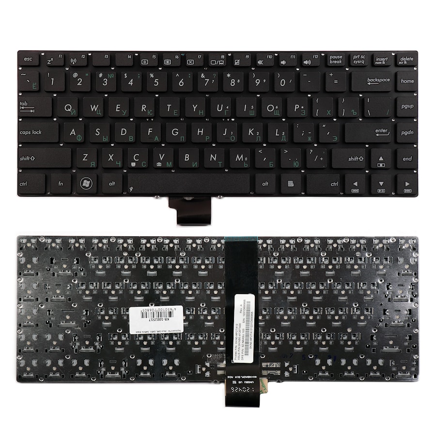 Клавиатура для ноутбука Asus K45, U46, U44, U43F Series. Плоский Enter. Черная, без рамки. PN: V111362DS1.