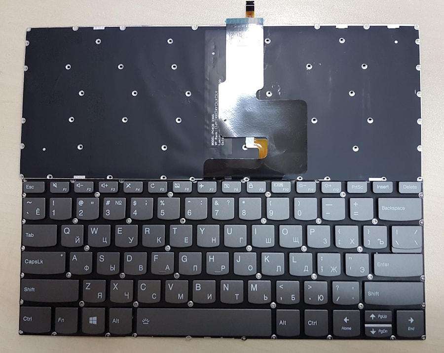 Клавиатура для ноутбука Lenovo Yoga 320-14, 520-14IKB 720-15IKB серая, без рамки, с подсветкой