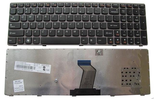 Клавиатура для ноутбука Lenovo IdeaPad Y570 черная, рамка бронза