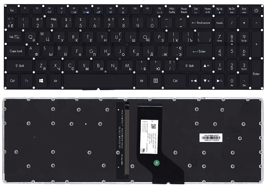 Клавиатура для ноутбука Acer Predator Helios 300, PH315, PH317, Nitro AN515-54, AN715-51 черная, синие кнопки, с подсветкой