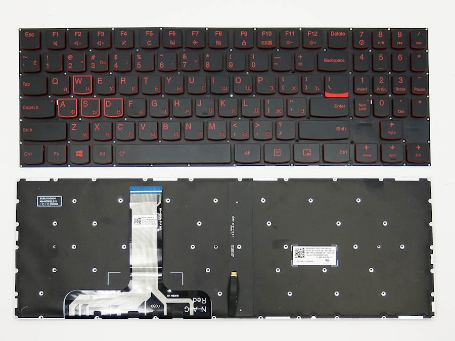 Клавиатура для ноутбука Lenovo Legion Y520, Y520-15IKB черная, без рамки, подсветка красная