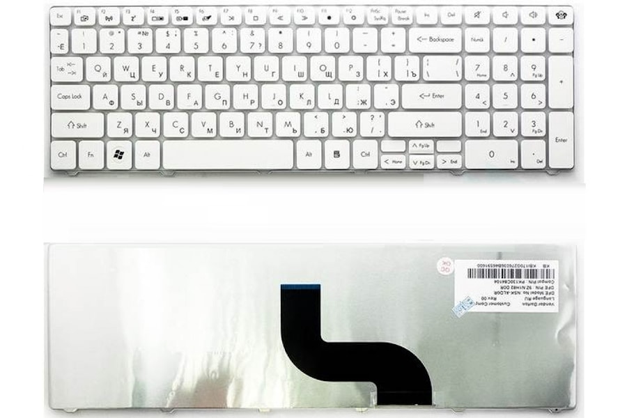 Клавиатура для ноутбука Packard Bell LM81, LM85, TK81, TK85, TM81, TM85 / Gateway NV50 белая