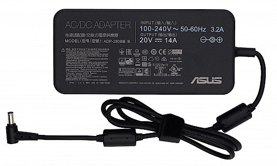 Блок питания (зарядное) Asus 6.0x3.7мм, 280W (20V, 14A) без сетевого кабеля (тип подключения - трапеция), ORG (slim type)