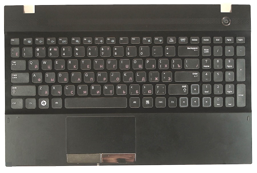 Клавиатура для ноутбука Samsung NP300V5A черная, с верхней панелью