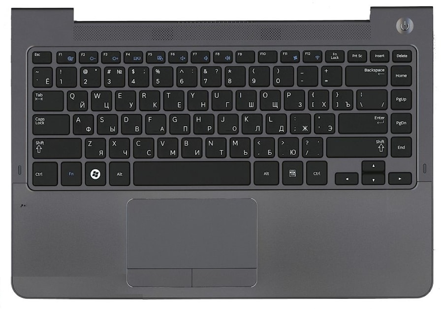 Клавиатура для ноутбука Samsung NP530U4B черная, с верхней панелью