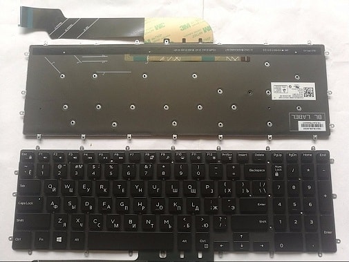 Клавиатура для ноутбука Dell Inspiron G3 15-5565, 15-5570, 15-7566, 17-5775, 15-3579, 15-3779, 15-5587, 15-7588 черная, без рамки, с подсветкой