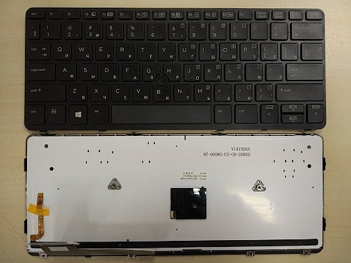 Клавиатура для ноутбука HP EliteBook 720 G1, 720 G2, 725 G2, 820 G1 черная, рамка черная, с подсветкой