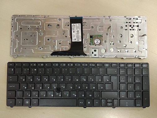 Клавиатура для ноутбука HP EliteBook 8760P, 8760W, 8770P, 8770W серая, рамка серая, с джойстиком