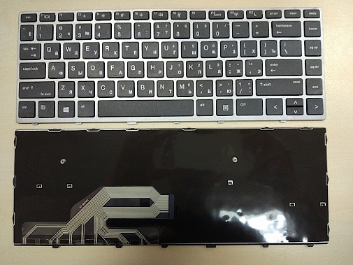Клавиатура для ноутбука HP Probook 430 G5, 440 G5, 445 G5 черная, рамка серебряная