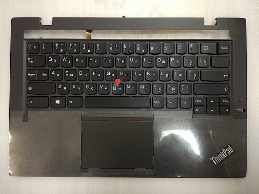 Клавиатура для ноутбука Lenovo ThinkPad X1 Carbon Gen 2 2014 черная, с подсветкой, верхняя панель в сборе (тёмно-серая), без тачпада