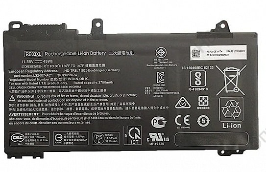 Аккумулятор для HP Probook 430 G6, 440 G6, 445 G6, 450 G6, zhan 66 g2 14,zhan 66 g2 15, zhan 66 pro 14 g2, (hstnn-0b1c, re03xl), 45Wh, 3750mAh, 11.55V