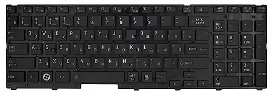 Клавиатура для ноутбука Toshiba Satellite A660, A665, Qosmio X770, P750, P755 черная, без рамки, плоский Enter