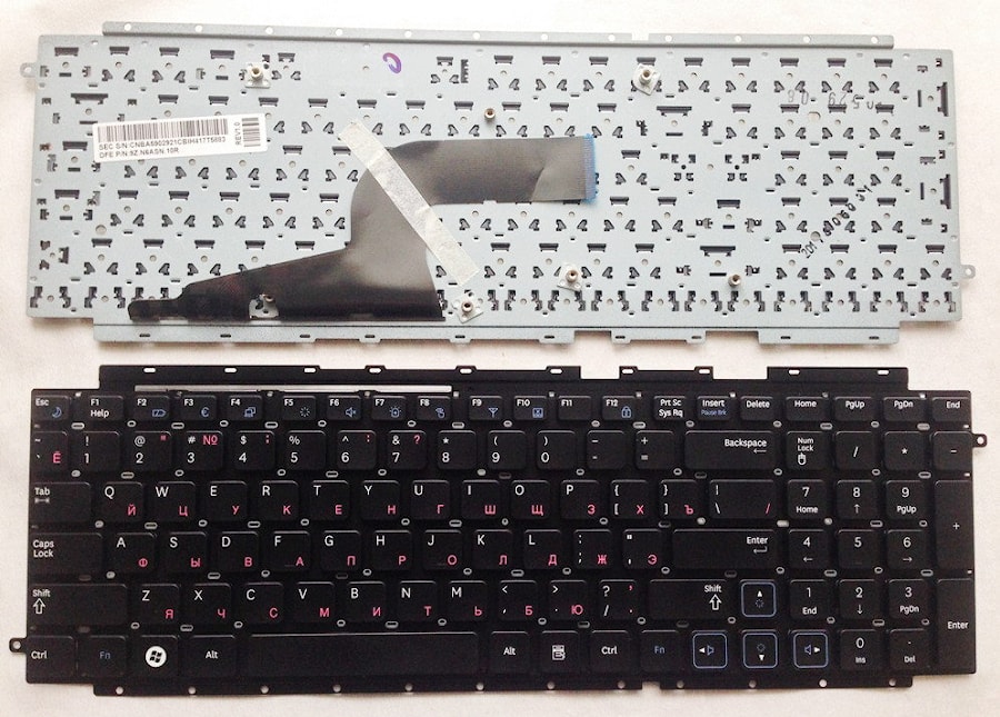 Клавиатура для ноутбука Samsung RC710, RC711, RV711 черная, без рамки