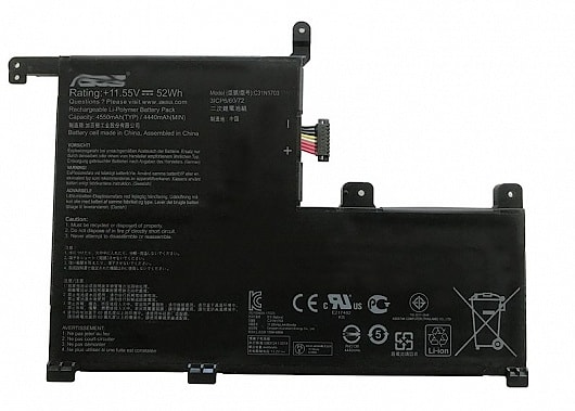 Аккумулятор для Asus ZenBook UX561UA, UX561UN, Q505UA, Q525UA (C31N1703), 52Wh, 4550mAh, 11.55V