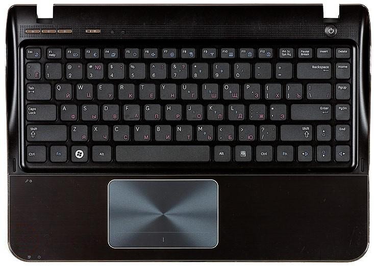 Клавиатура для ноутбука Samsung SF310 черная, с верхней панелью