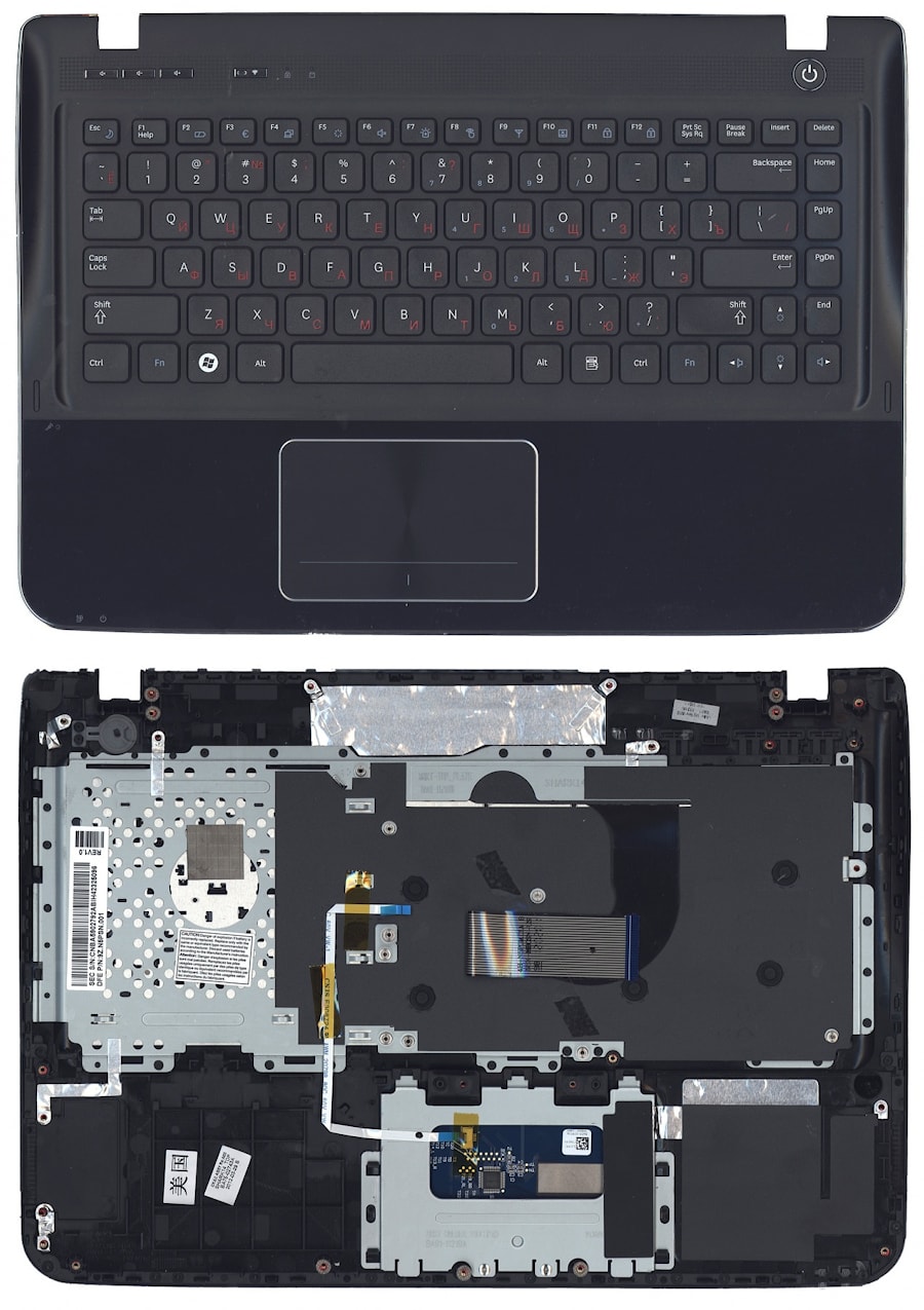 Клавиатура для ноутбука Samsung SF410 черная, с верхней панелью