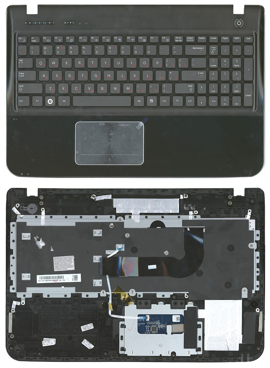Клавиатура для ноутбука Samsung SF510 черная, с верхней панелью