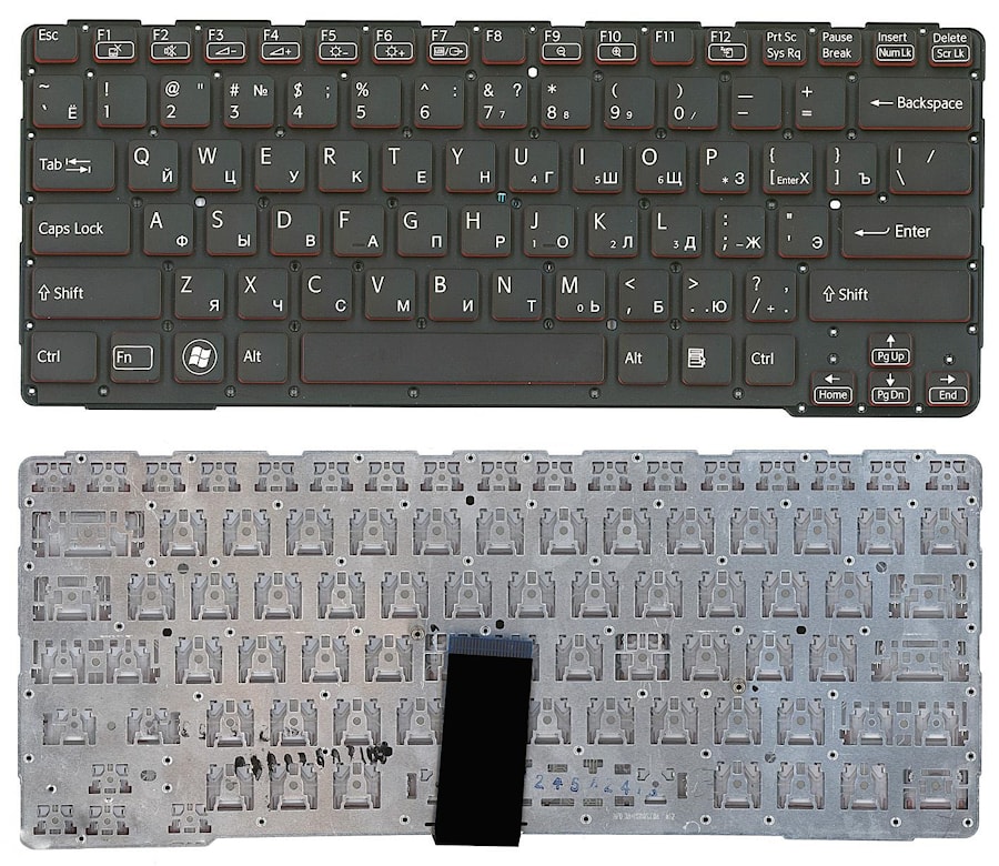 Клавиатура для ноутбука Sony Vaio SVE14A, SVE14A2M6EW, SVE14A1C5E, SVE14A1M6EP, SVE14A1S6R, SVE14A1X1R, SVE14A1V6R, SVE14A2V1R черная, без рамки