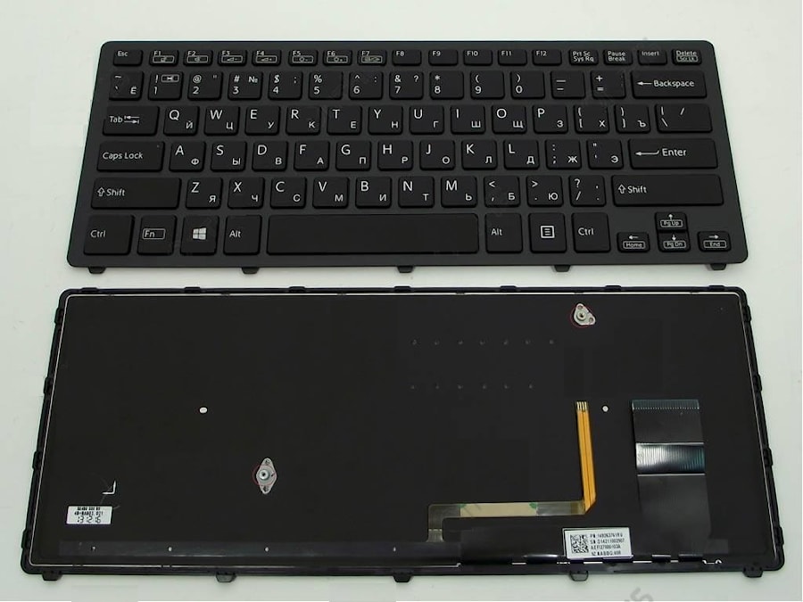 Клавиатура для ноутбука Sony Vaio SVF14N Flip черная, с рамкой, с подсветкой