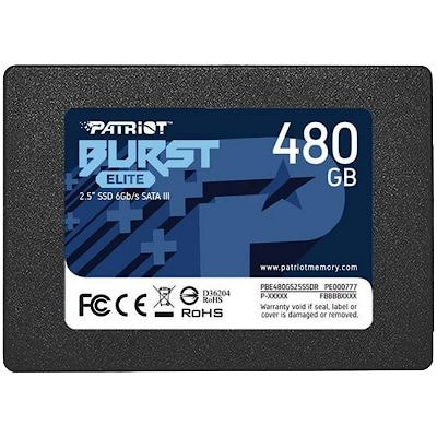 Patriot BURST ELITE 480GB SSD, 2.5” 7mm, SATA 6Gb/s, Read/Write: 450/320 MB/s, Random Read/Write IOPS 40K/40K TBW 400TB EAN: 814914027752, S