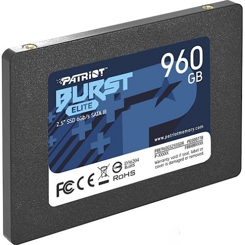 Patriot BURST ELITE 960GB SSD, 2.5” 7mm, SATA 6Gb/s, Read/Write: 450/320 MB/s, Random Read/Write IOPS 40K/40K TBW 800TB EAN: 814914027769