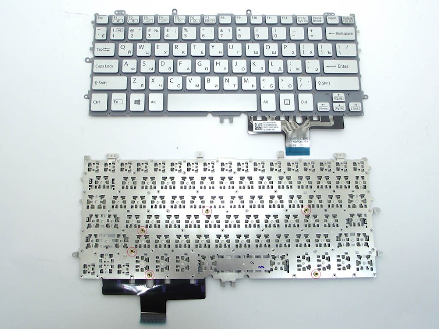 Клавиатура для ноутбука Sony Vaio SVP11, SVP112 серебряная, без рамки