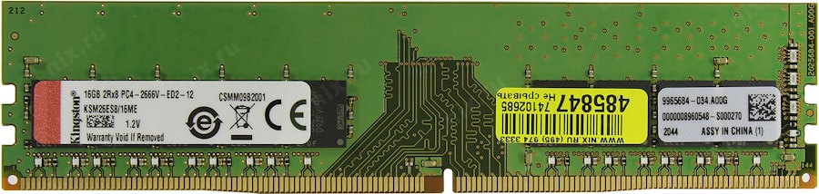 Kingston DRAM 16GB 2666MHz DDR4 ECC CL19 DIMM 1Rx8 Micron E EAN: 740617312263