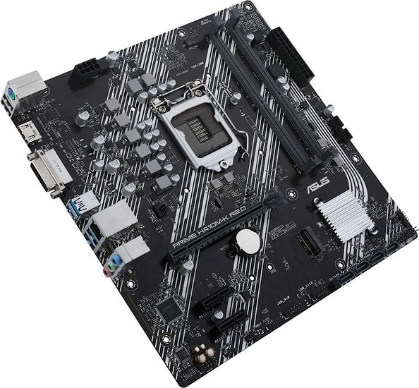 ASUS Main Board Desktop Intel H470 (LGA 1200) micro ATX motherboard with M.2 support, 8 power stages, HDMI, DVI, SATA 6 Gb/s, front USB 3.2 Gen 1, Int