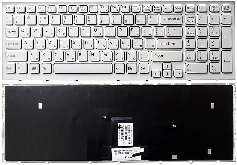 Клавиатура для ноутбука Sony Vaio VPC-EB белая, с рамкой