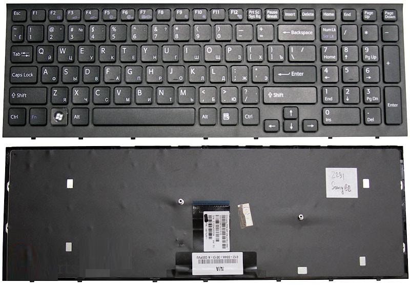 Клавиатура для ноутбука Sony Vaio VPC-EB черная, с рамкой