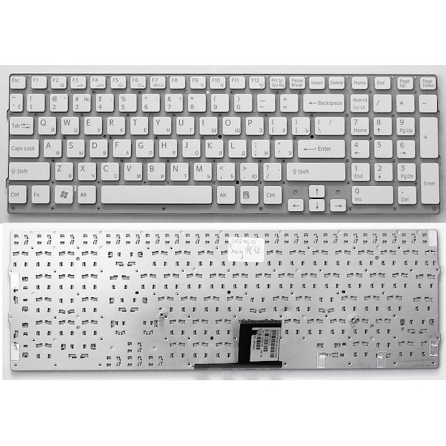 Клавиатура для ноутбука Sony Vaio VPC-EC белая, без рамки