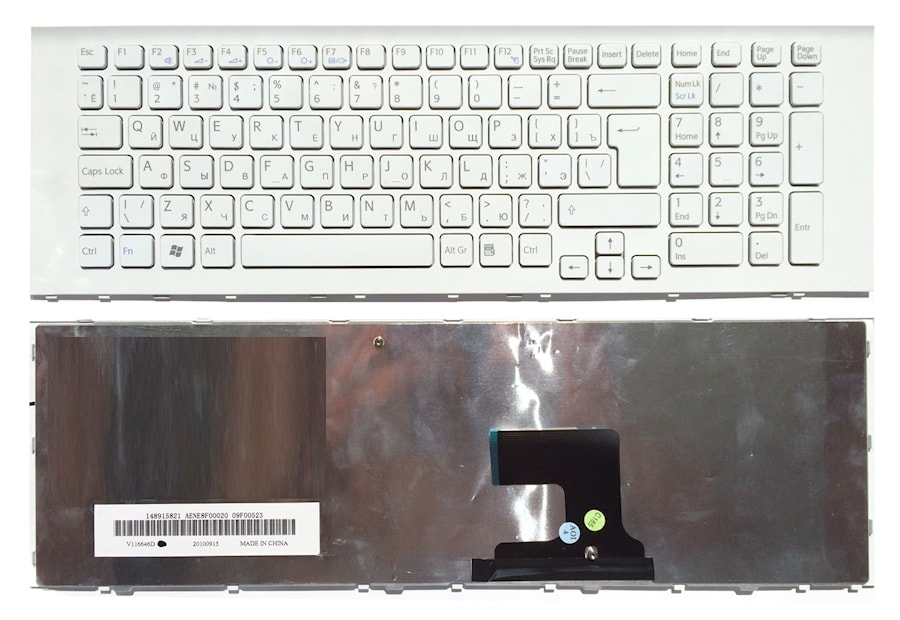 Клавиатура для ноутбука Sony Vaio VPC-EF белая, с рамкой