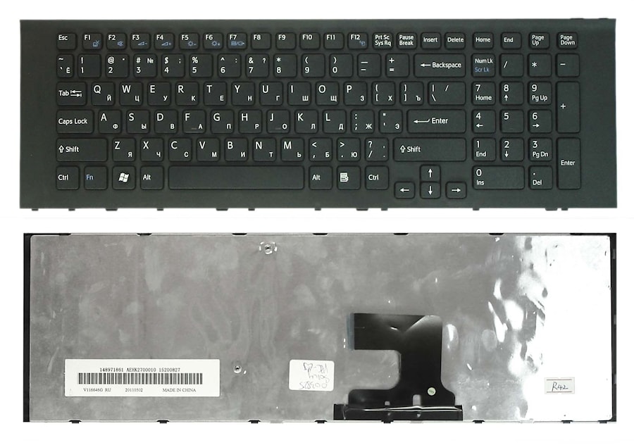 Клавиатура для ноутбука Sony Vaio VPC-EJ, VPCEJ черная, с рамкой