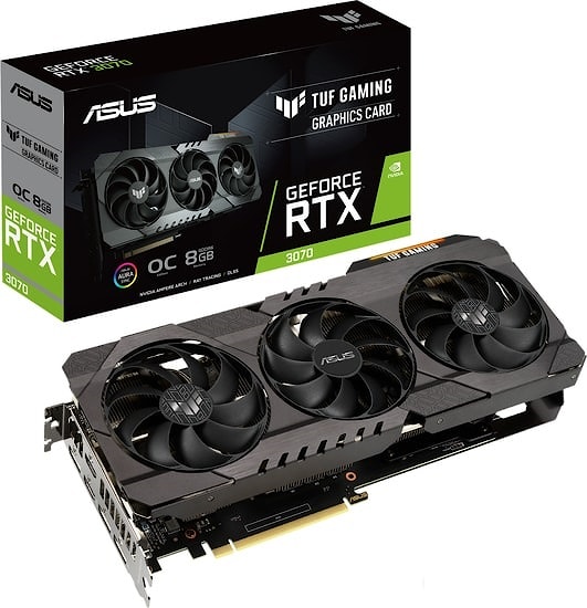 ASUS Video Card TUF Gaming GeForce RTX 3070 V2 OC Edition 8GB GDDR6 with LHR OC Mode - 1845 MHz (Boost Clock), Gaming Mode - 1815 MHz (Boost Clock), 2