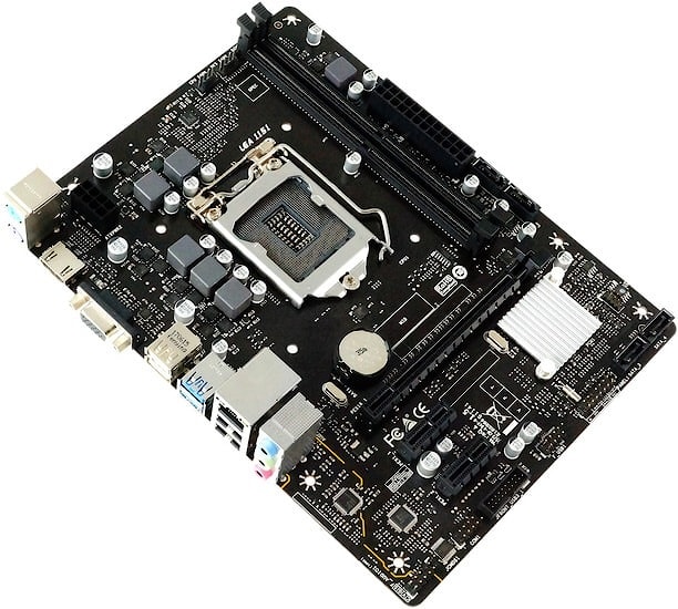Socket 1151; Intel H310; 2x DDR4; PCI-e 3.0 x 16, 2x PCIe 2.0 x 1,; 4x SATA III; Gbe LAN; Audio; USB; mATX, S