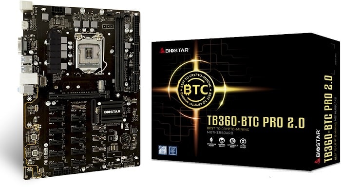 BIOSTAR Main Board Desktop TB360-BTC PRO 2.0, LGA 1151v2, Intel B360, 2xDDR4, 1xPCI-E x16, 11xPCI-E x1, VGA/HDMI, 4xSATA, M.2, LAN, ATX