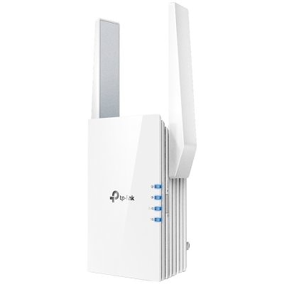 TP-Link AX1500 Wi-Fi 6 Range Extender, 300 Mbps at 2.4GHz, 1200 Mbps at 5GHz, IEEE 802.11a/n/ac/ax 5GHz, IEEE 802.11b/g/n 2.4GHz; 64/128-bit WEP, WPA/