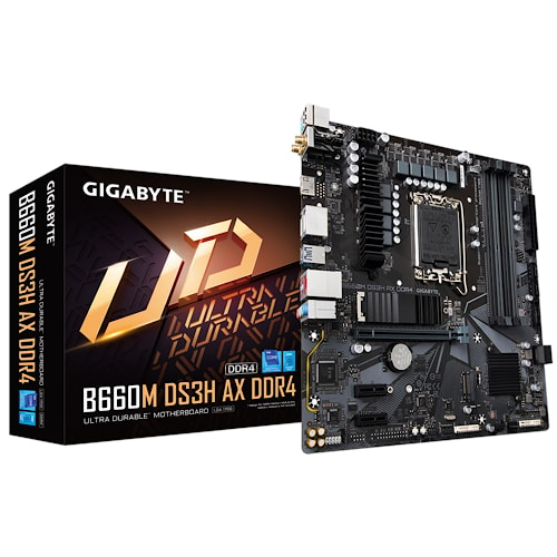 GIGABYTE MB B660 (Socket 1700, 4x DDR4 up to 128GB, 1x PCI-Ex16x16, 2x PCI-Ex1, 2x M.2, 4x SATA, 1x USB Type-C, 5x USB 3.2 Gen1, 6x USB 2.2/1.1 4 inte
