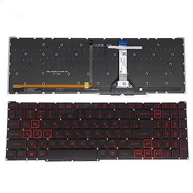Клавиатура для ноутбука Acer Nitro AN515-45, AN515-56, AN515-57, AN517-41, AN517-57, черная, кнопки красные, с подсветкой (стрелки в рамке)
