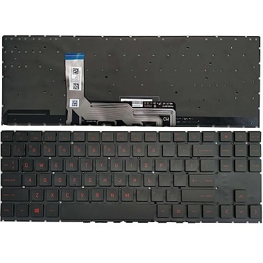 Клавиатура для ноутбука HP Omen 15-en, 15t-en, 15-ek, 15t-ek черная, кнопки красные, с подсветкой