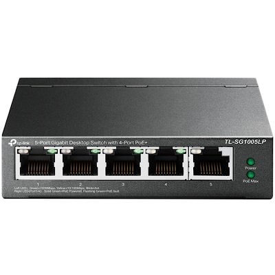 TP-Link TL-SG1005LP 5-Port Gigabit Unmanaged Switch with 4-Port PoE+, 802.3af/at PoE+, PoE budget 40W, 802.1p/DSCP QoS for Traffic Prioritization, Int