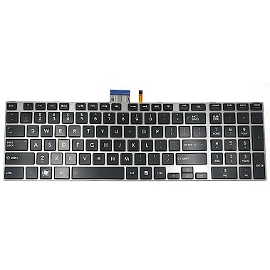 Клавиатура для ноутбука Toshiba Satellite L850, L875, P850 черная, рамка серебряная, с подсветкой