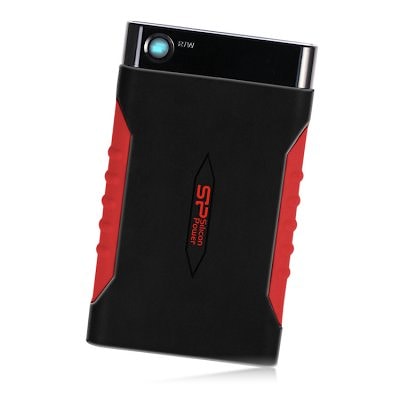 Silicon Power Armor - A15 1TB Portable HDD USB 3.2 Gen 1 Black & Red, Anti-shock, MIL-STD 810F Method 516.5 Procedure IV, LED light, Backup button , E